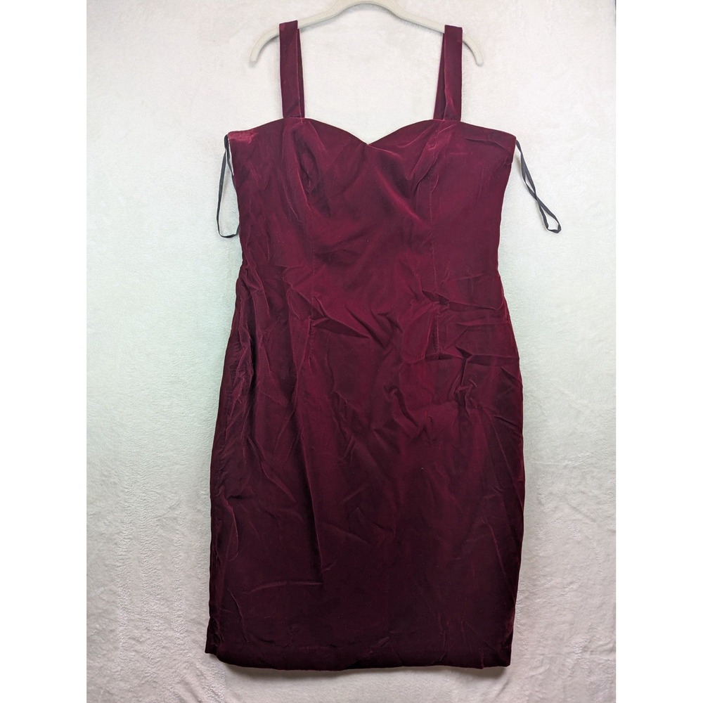 Tiffany Designs Velvet Cocktail Dress Womens 18 Burgundy Sweetheart Y2K Formal